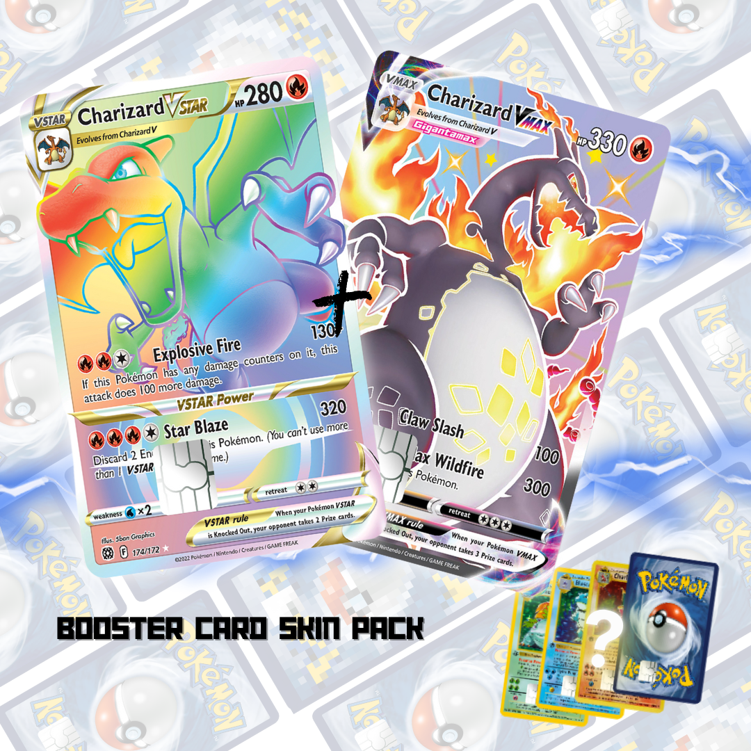pokemon charizard booster pack Pokemon Holographic Credit Card Bundle Holographic Credit Card Bundle Skin – Anime Town Creations