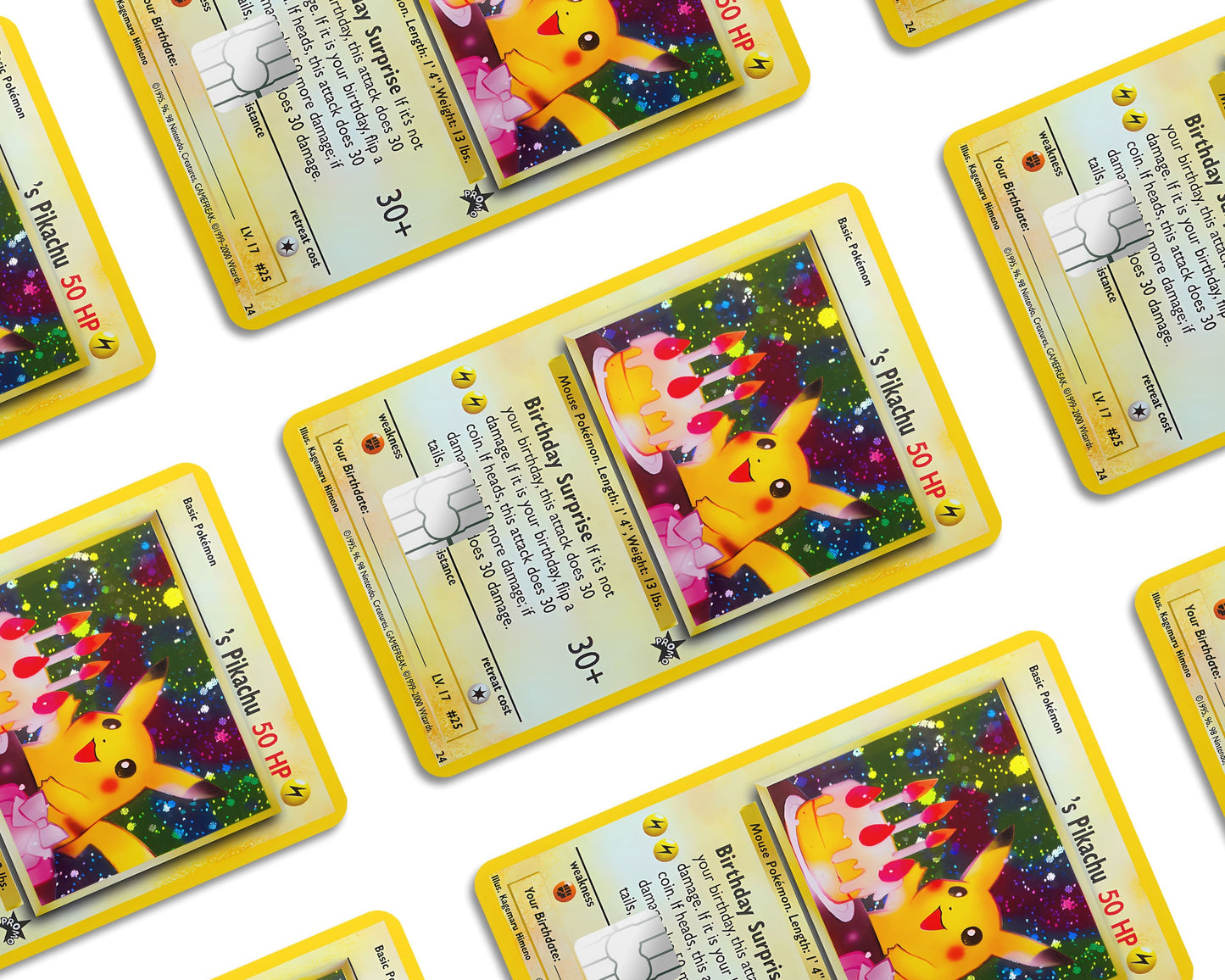 Anime Town Creations Credit Card Birthday Pikachu Pokemon Card Window Skins - Anime Pokemon Credit Card Skin