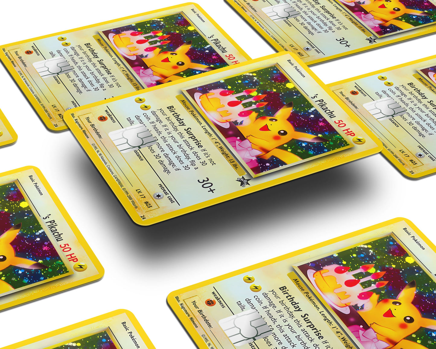 Anime Town Creations Credit Card Birthday Pikachu Pokemon Card Window Skins - Anime Pokemon Credit Card Skin