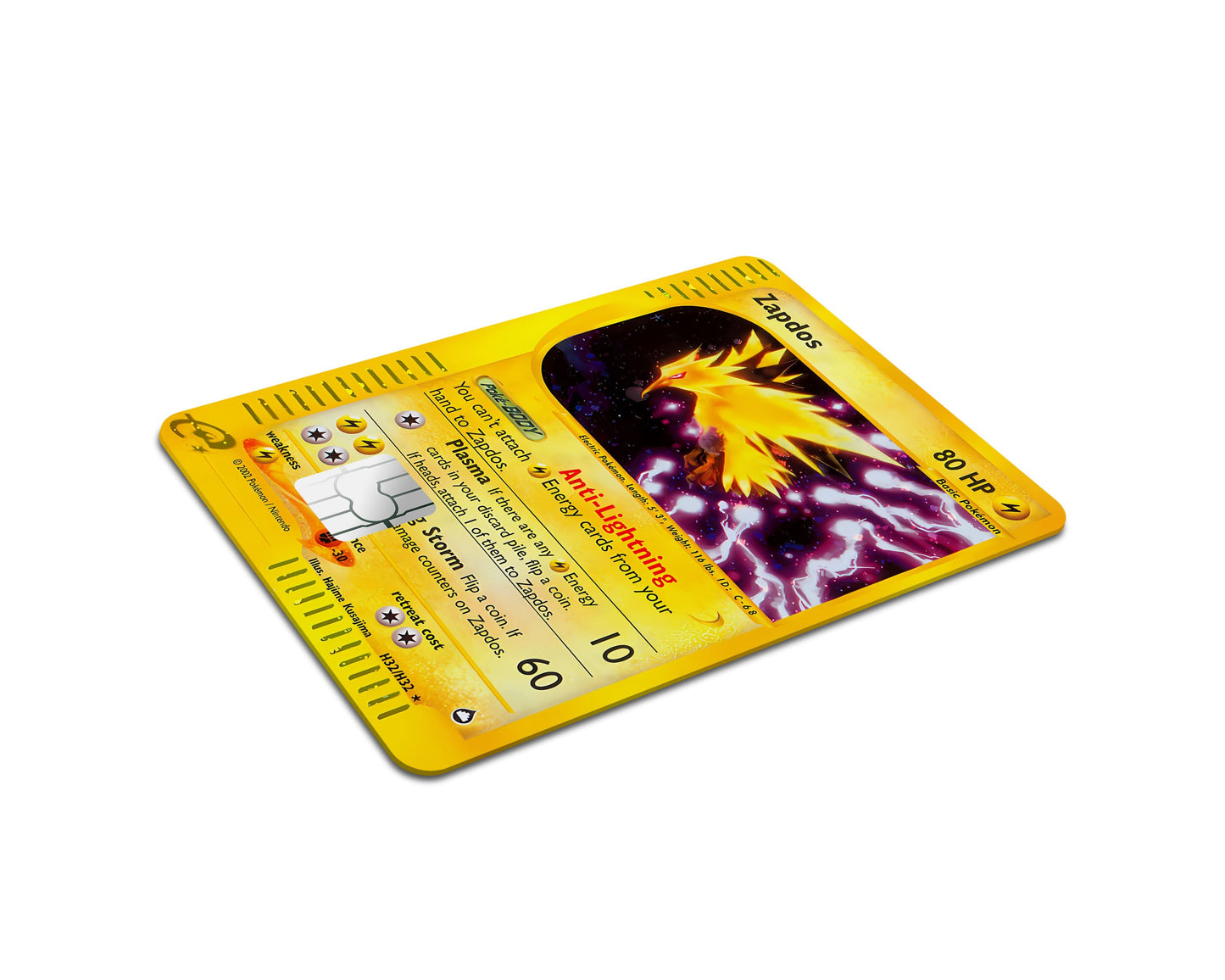 Anime Town Creations Credit Card Legendary Zapdos Pokemon Card Full Skins - Anime Pokemon Credit Card Skin