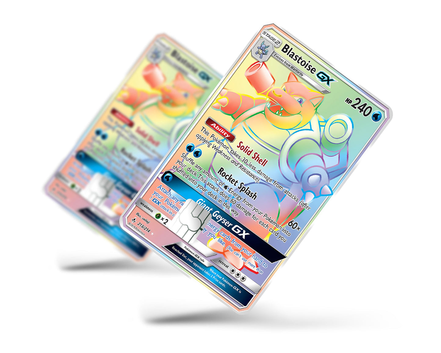 Anime Town Creations Credit Card Rainbow Blastoise Pokemon Card Full Skins - Anime Pokemon Credit Card Skin