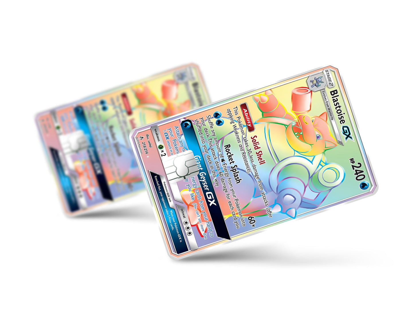Anime Town Creations Credit Card Rainbow Blastoise Pokemon Card Full Skins - Anime Pokemon Credit Card Skin