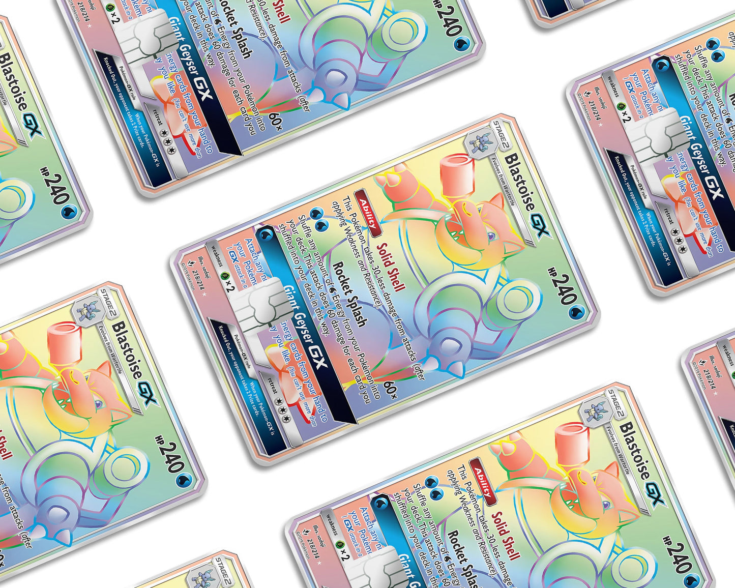 Anime Town Creations Credit Card Rainbow Blastoise Pokemon Card Window Skins - Anime Pokemon Credit Card Skin