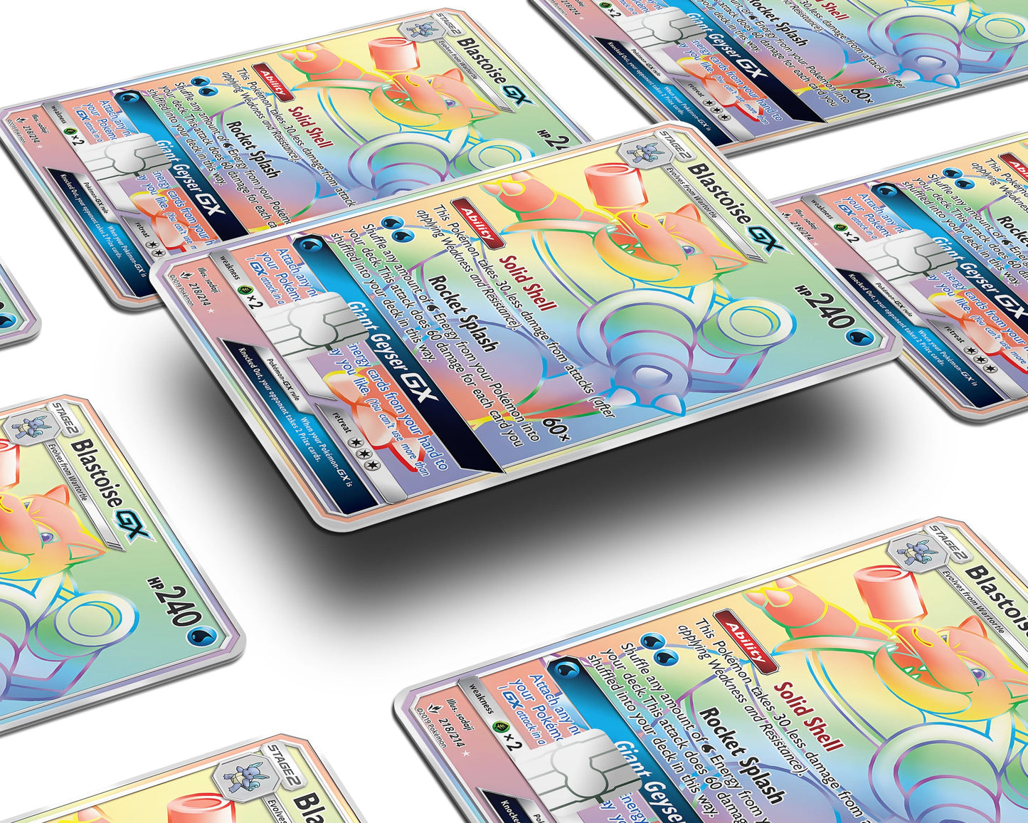 Anime Town Creations Credit Card Rainbow Blastoise Pokemon Card Window Skins - Anime Pokemon Credit Card Skin