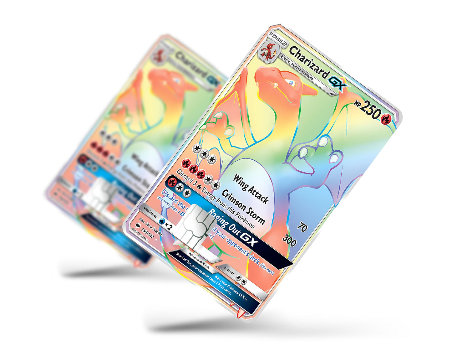Anime Town Creations Credit Card Rainbow Charizard Pokemon Card Full Skins - Anime Pokemon Credit Card Skin