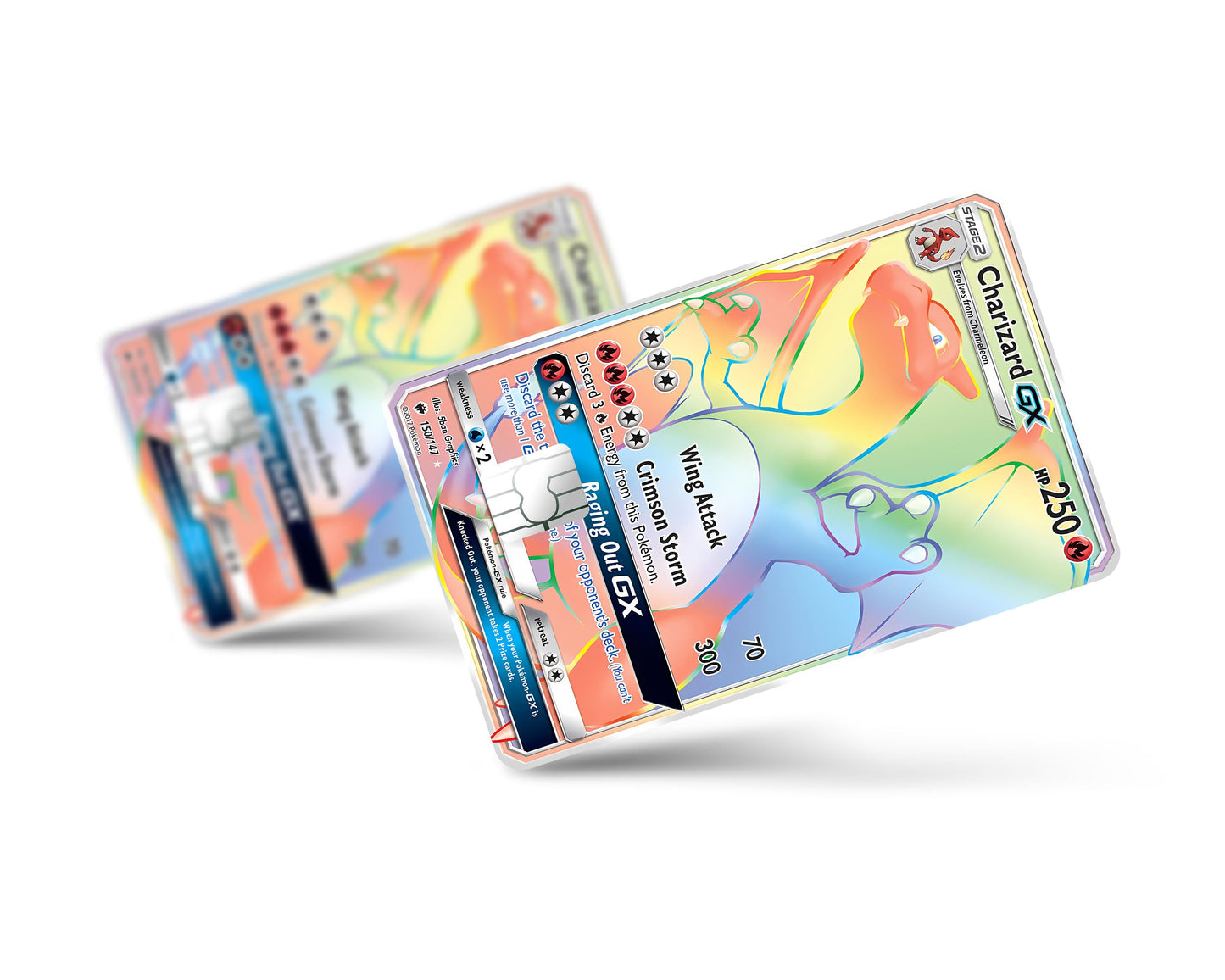 Anime Town Creations Credit Card Rainbow Charizard Pokemon Card Full Skins - Anime Pokemon Credit Card Skin