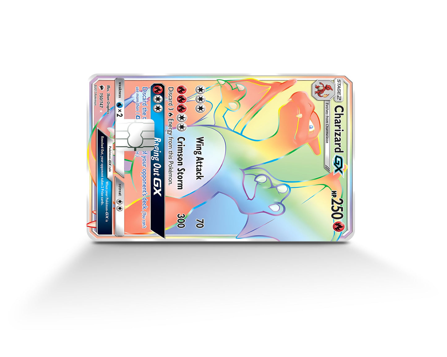 Anime Town Creations Credit Card Rainbow Charizard Pokemon Card Full Skins - Anime Pokemon Credit Card Skin