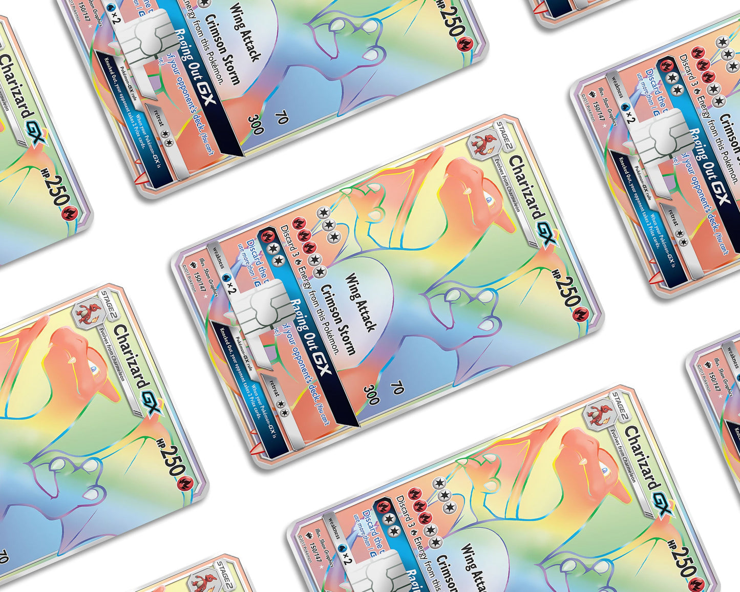 Anime Town Creations Credit Card Rainbow Charizard Pokemon Card Window Skins - Anime Pokemon Credit Card Skin
