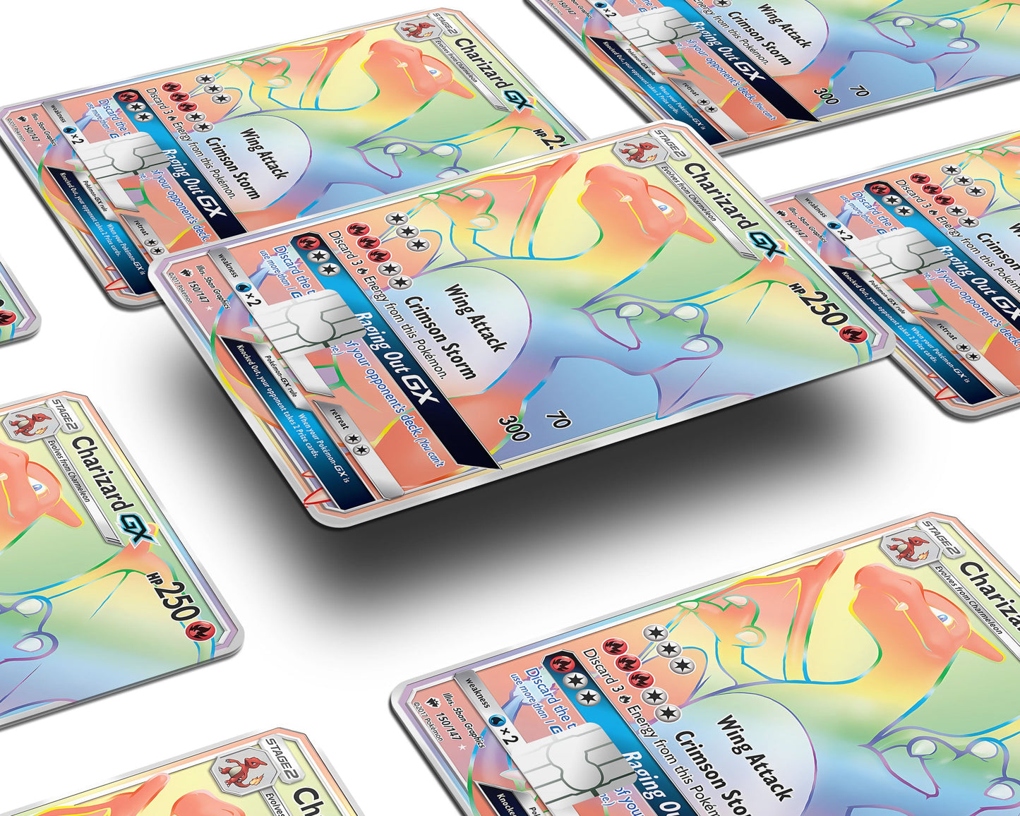 Anime Town Creations Credit Card Rainbow Charizard Pokemon Card Window Skins - Anime Pokemon Credit Card Skin