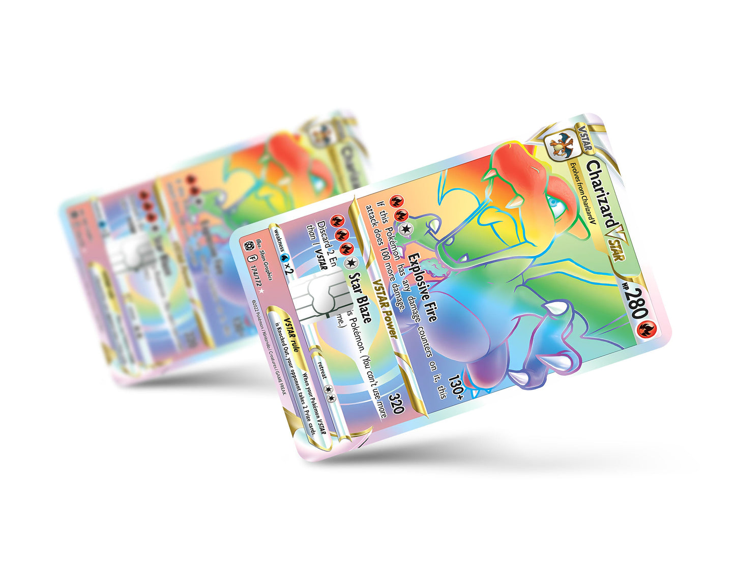Anime Town Creations Credit Card Rainbow Mega Charizard Pokemon Card Full Skins - Anime Pokemon Credit Card Skin