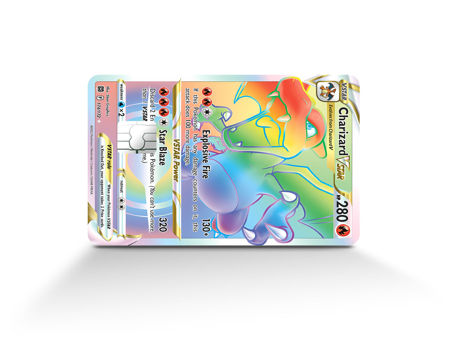 Anime Town Creations Credit Card Rainbow Mega Charizard Pokemon Card Full Skins - Anime Pokemon Credit Card Skin