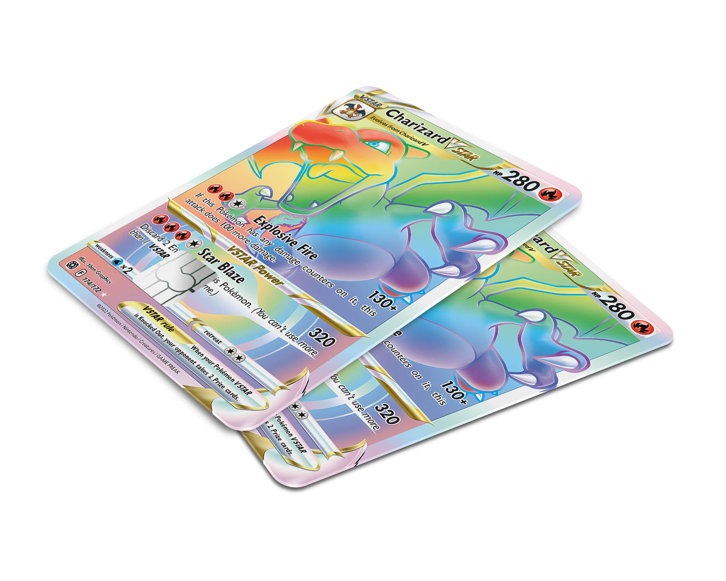 Anime Town Creations Credit Card Rainbow Mega Charizard Pokemon Card Window Skins - Anime Pokemon Credit Card Skin