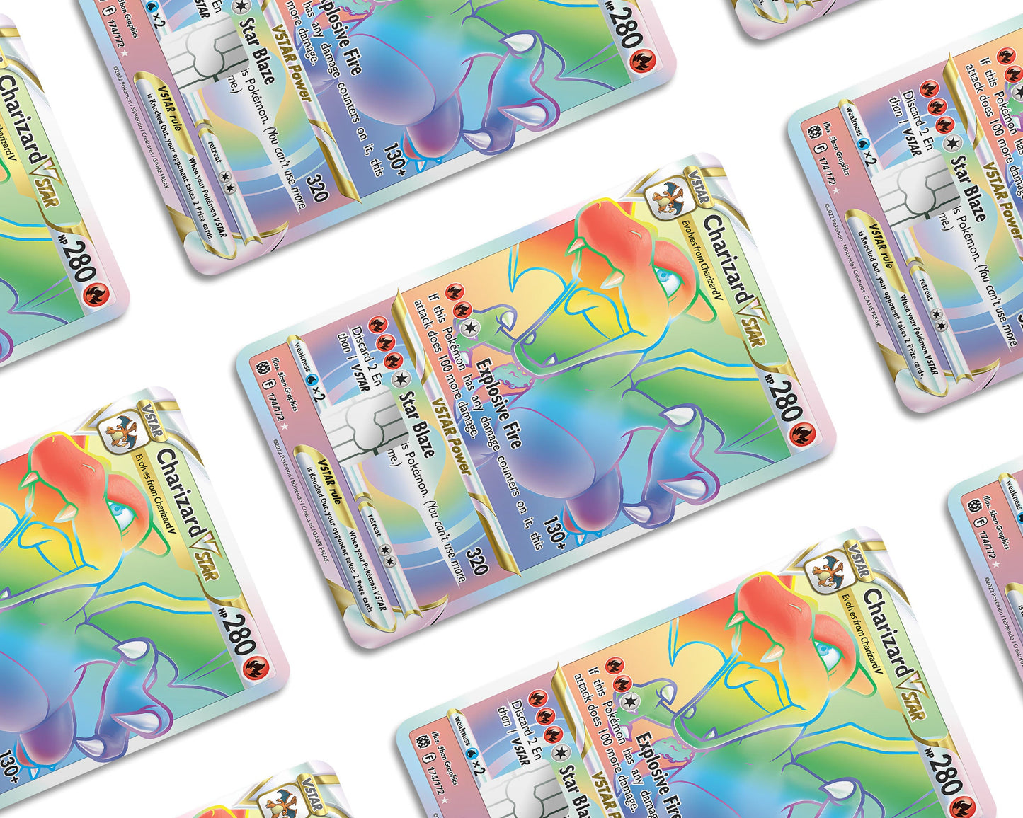 Anime Town Creations Credit Card Rainbow Mega Charizard Pokemon Card Window Skins - Anime Pokemon Credit Card Skin