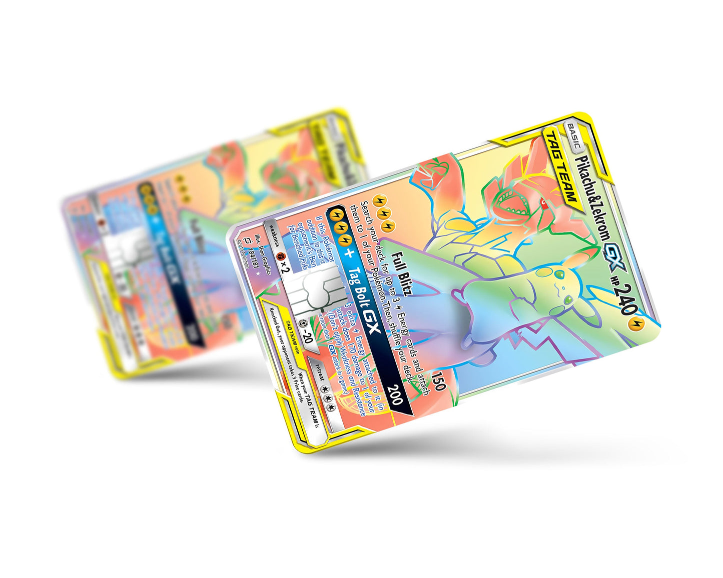 Anime Town Creations Credit Card Rainbow Pikachu Zekrom Pokemon Card Full Skins - Anime Pokemon Credit Card Skin