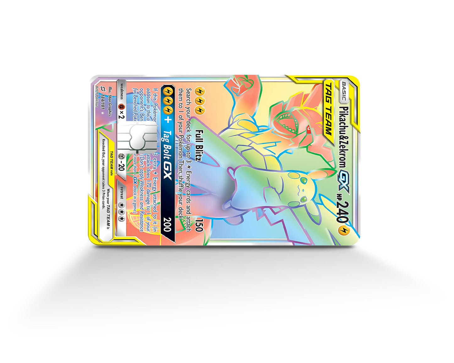 Anime Town Creations Credit Card Rainbow Pikachu Zekrom Pokemon Card Full Skins - Anime Pokemon Credit Card Skin