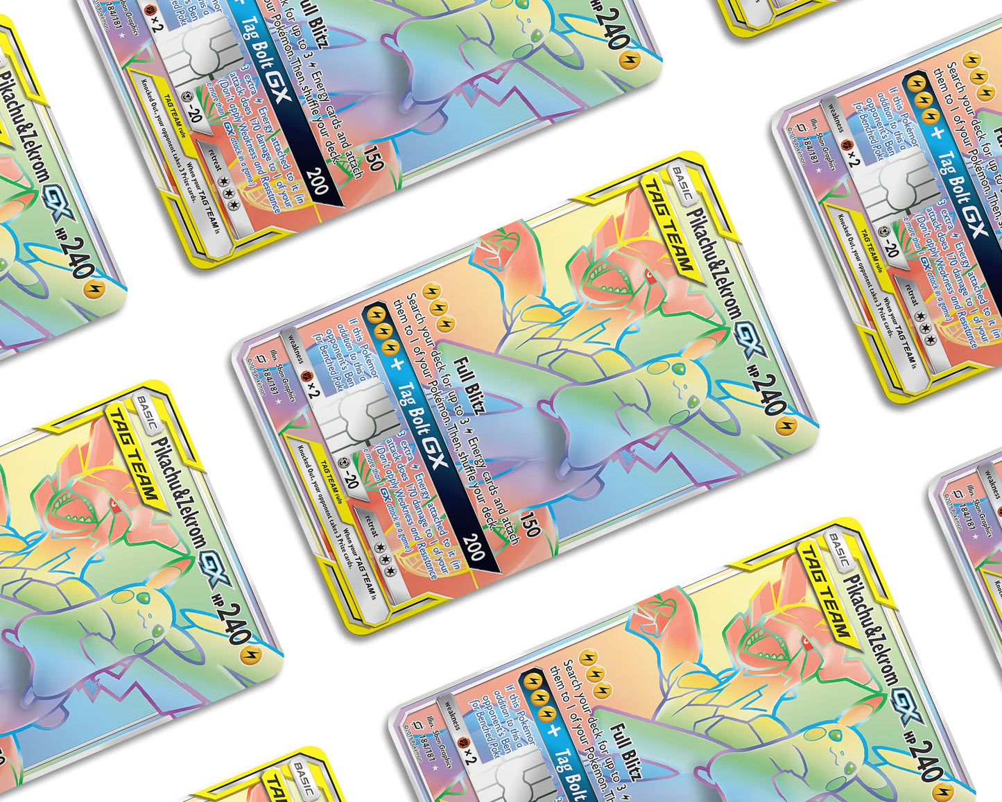Anime Town Creations Credit Card Rainbow Pikachu Zekrom Pokemon Card Window Skins - Anime Pokemon Credit Card Skin