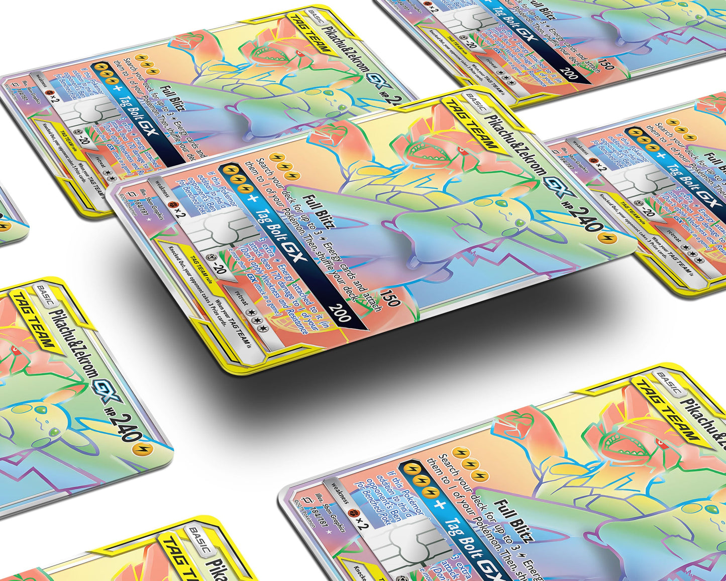 Anime Town Creations Credit Card Rainbow Pikachu Zekrom Pokemon Card Window Skins - Anime Pokemon Credit Card Skin
