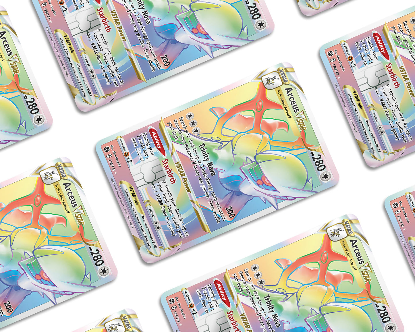 Anime Town Creations Credit Card Rainbow Arceus Pokemon Card Window Skins - Anime Pokemon Credit Card Skin