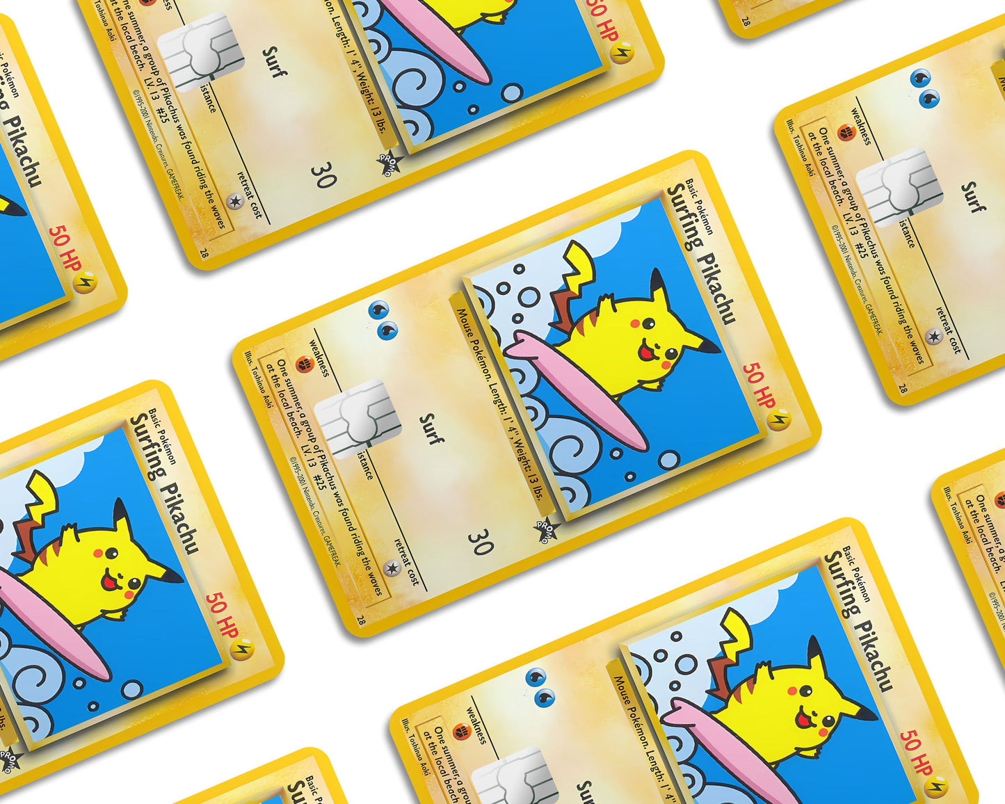 Anime Town Creations Credit Card Surfing Pikachu Pokemon Card Window Skins - Anime Pokemon Credit Card Skin