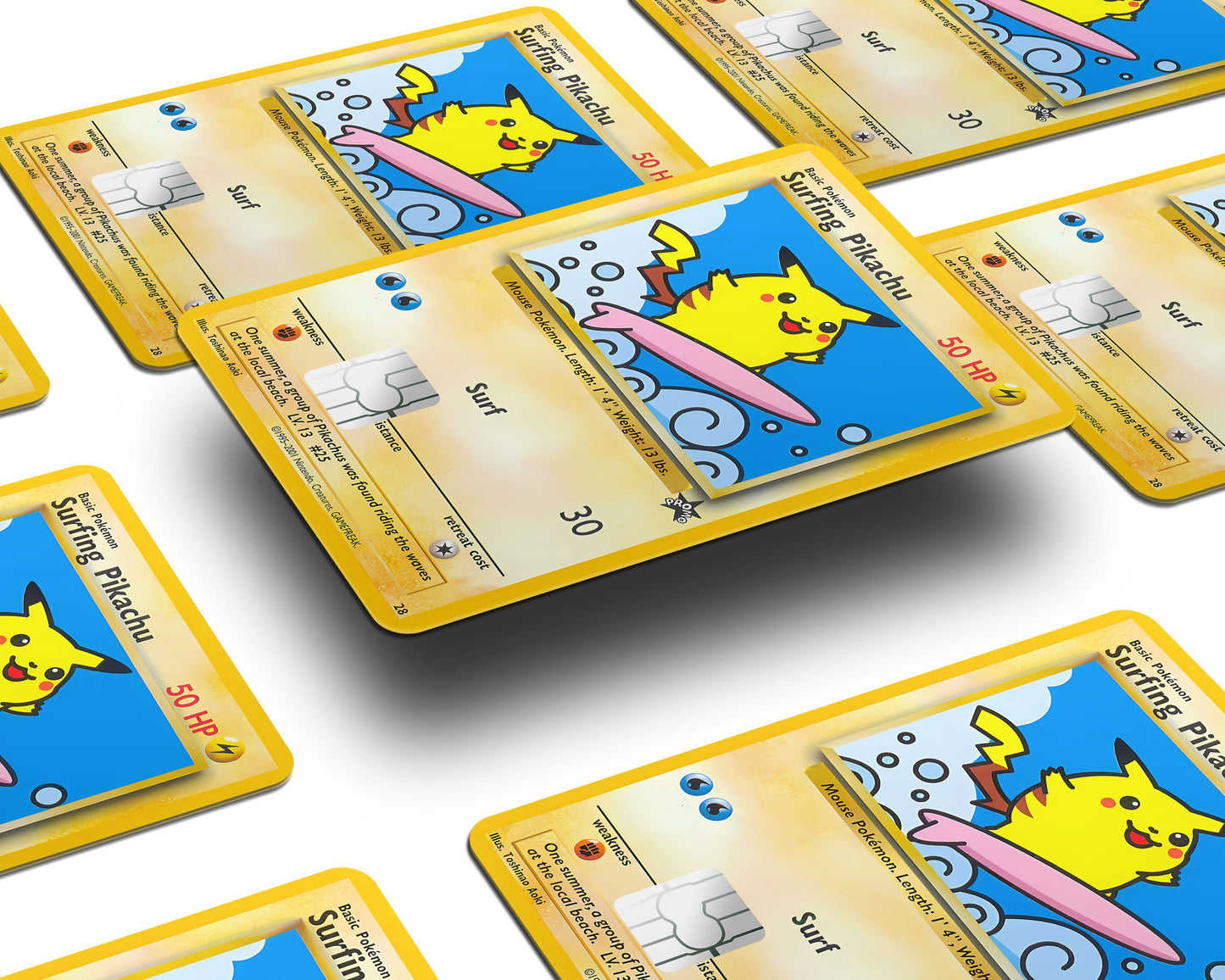 Anime Town Creations Credit Card Surfing Pikachu Pokemon Card Window Skins - Anime Pokemon Credit Card Skin