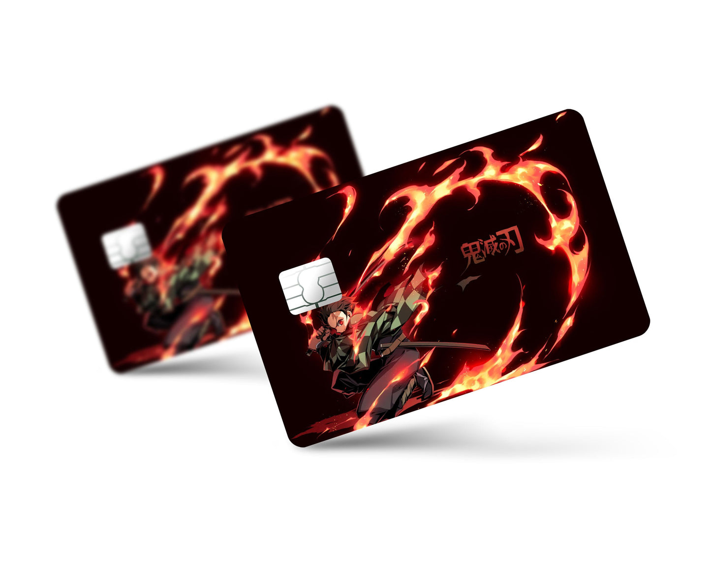 Anime Town Creations Credit Card Demon Slayer Tanjiro Flames Full Skins - Anime Demon Slayer Credit Card Skin