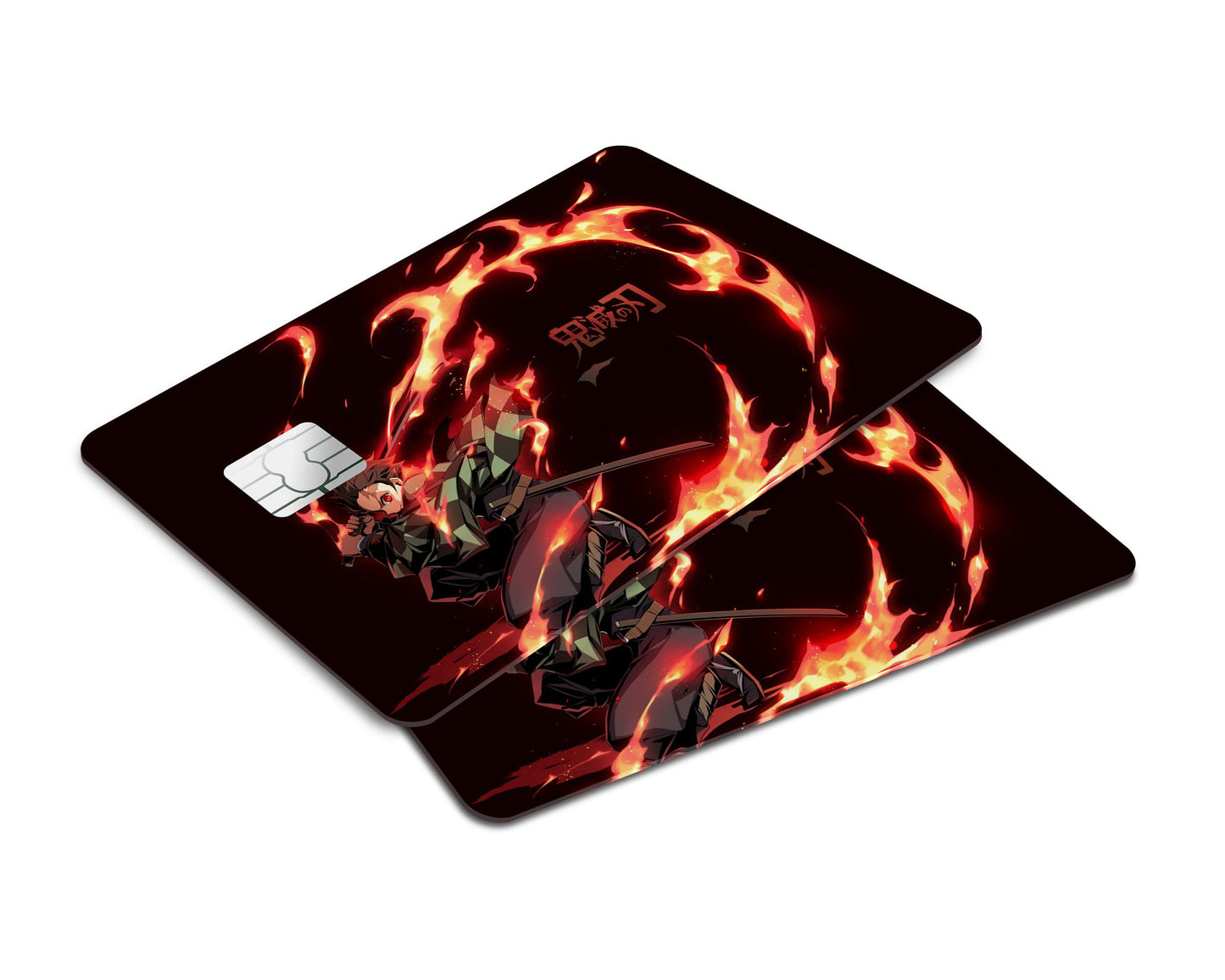 Anime Town Creations Credit Card Demon Slayer Tanjiro Flames Window Skins - Anime Demon Slayer Credit Card Skin