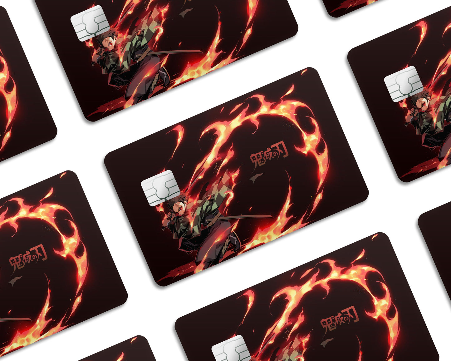 Anime Town Creations Credit Card Demon Slayer Tanjiro Flames Window Skins - Anime Demon Slayer Credit Card Skin