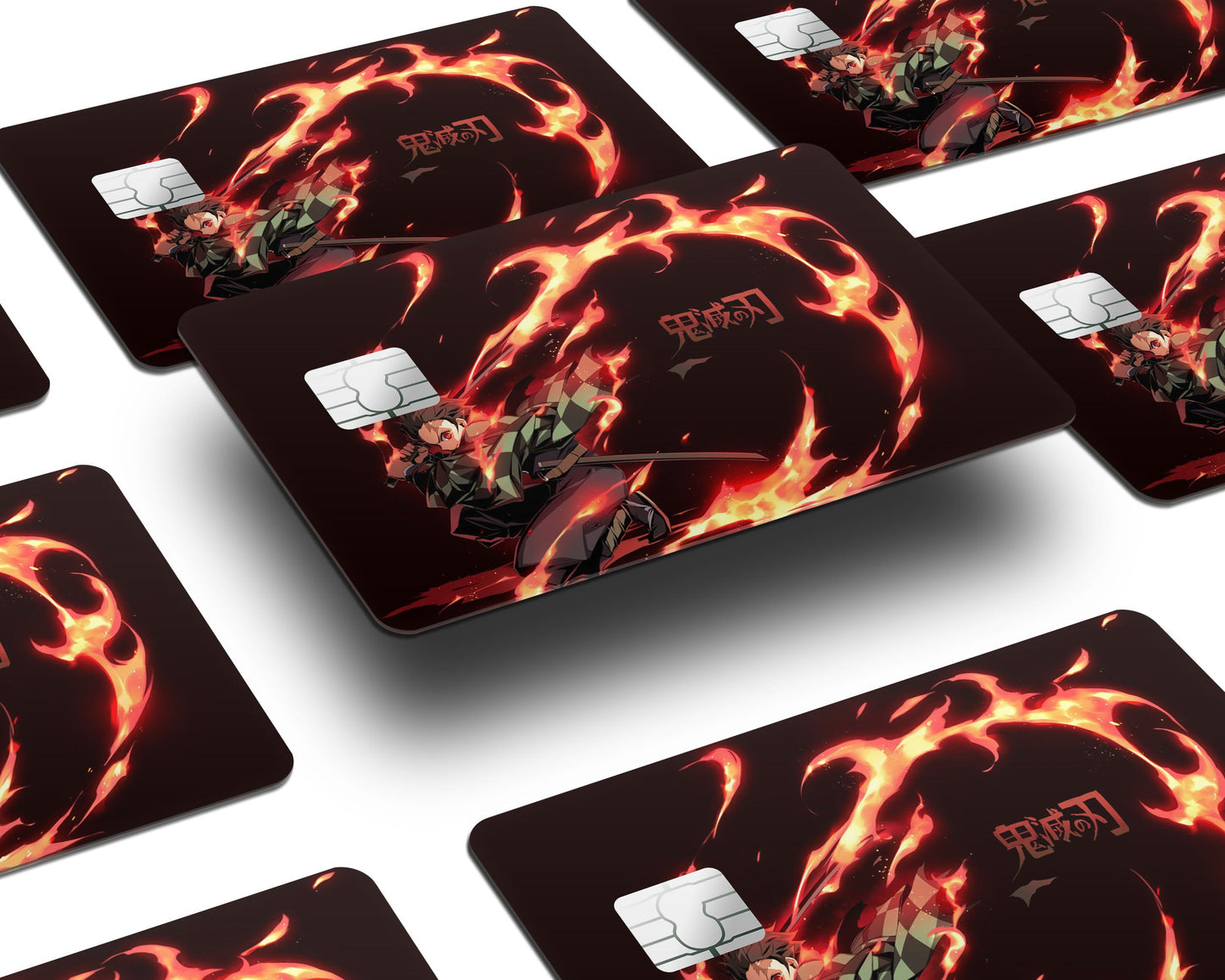 Anime Town Creations Credit Card Demon Slayer Tanjiro Flames Window Skins - Anime Demon Slayer Credit Card Skin