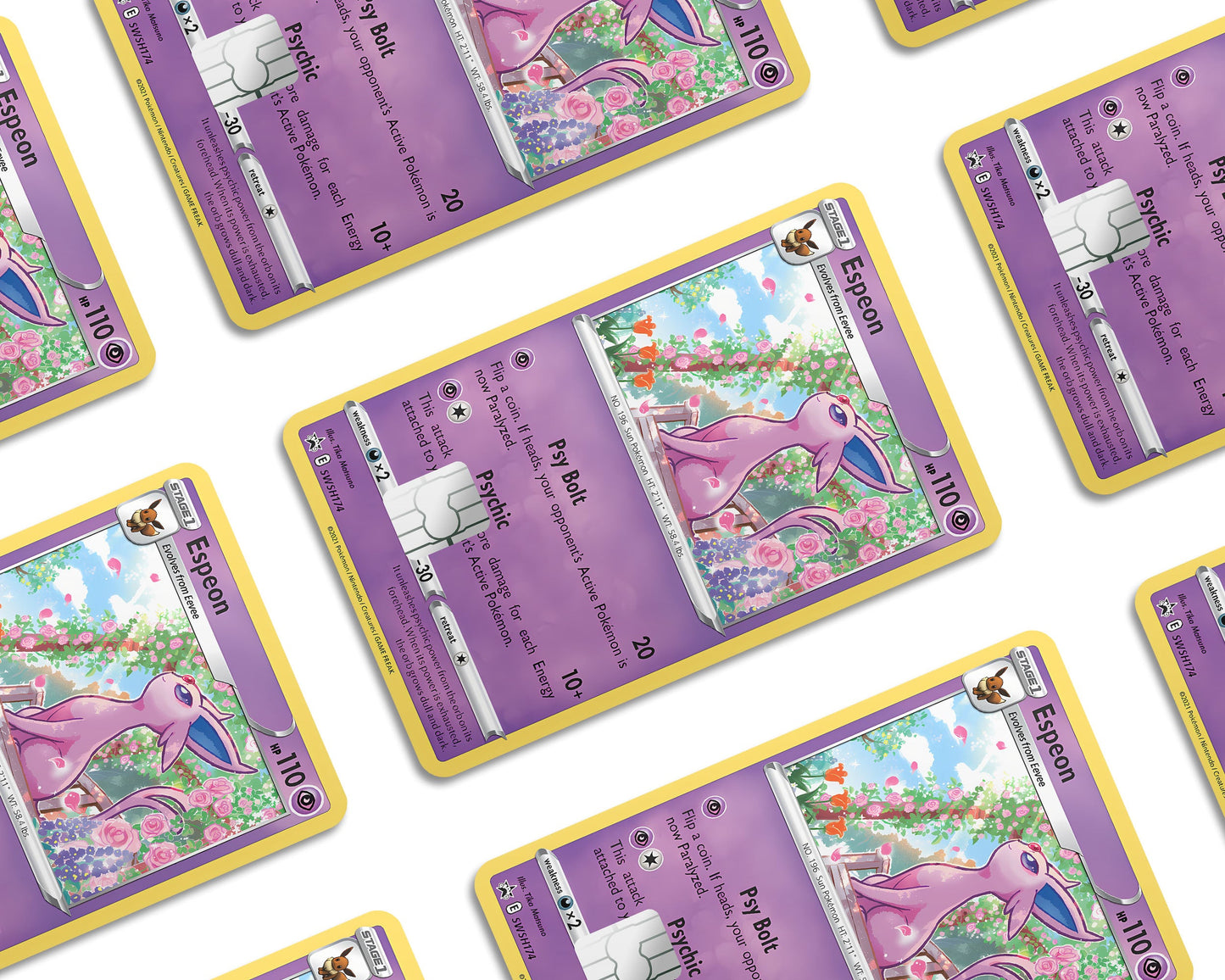 Anime Town Creations Credit Card Cute Espeon Pokemon Card Window Skins - Anime Pokemon Credit Card Skin