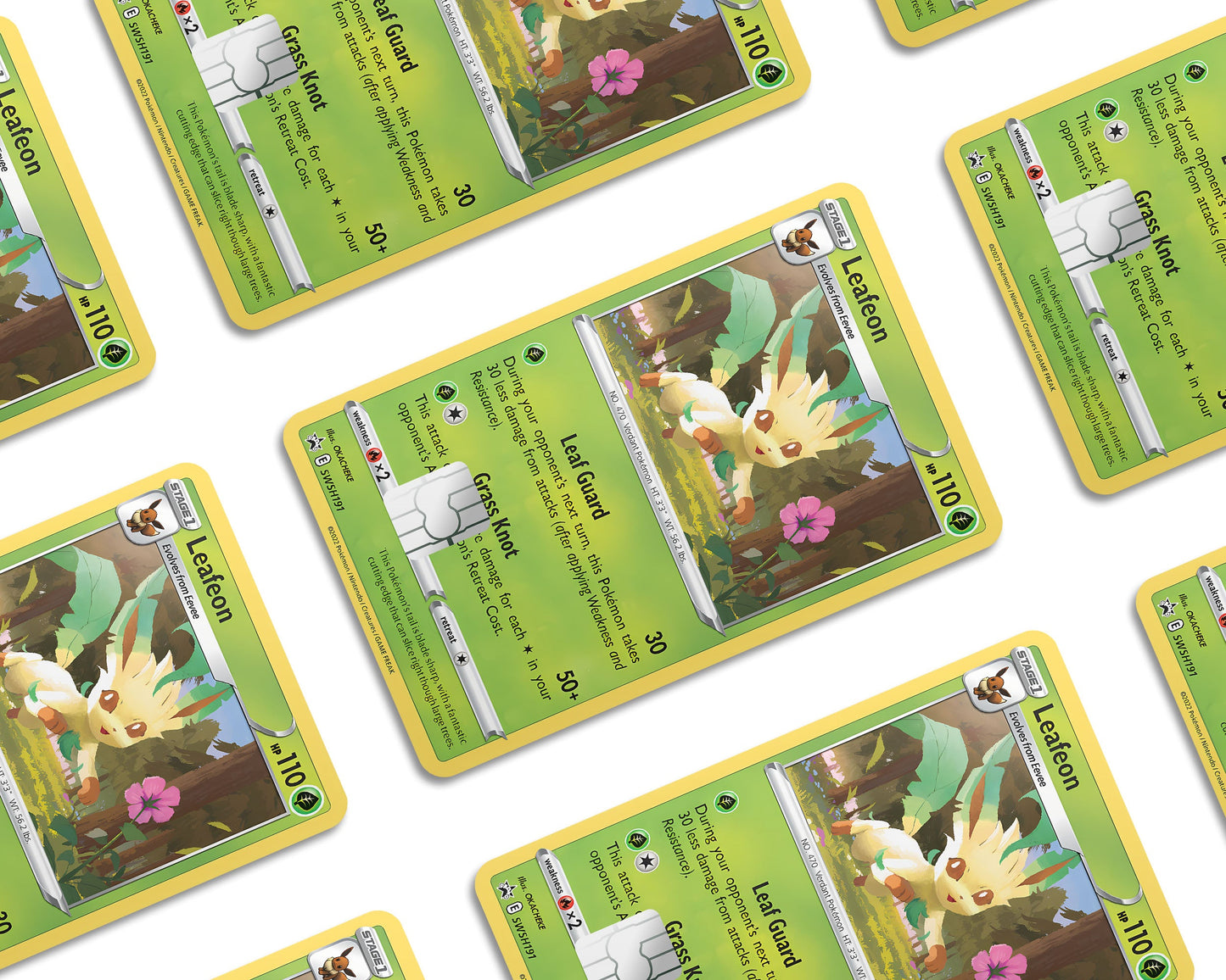 Anime Town Creations Credit Card Cute Leafeon Pokemon Card Window Skins - Anime Pokemon Credit Card Skin