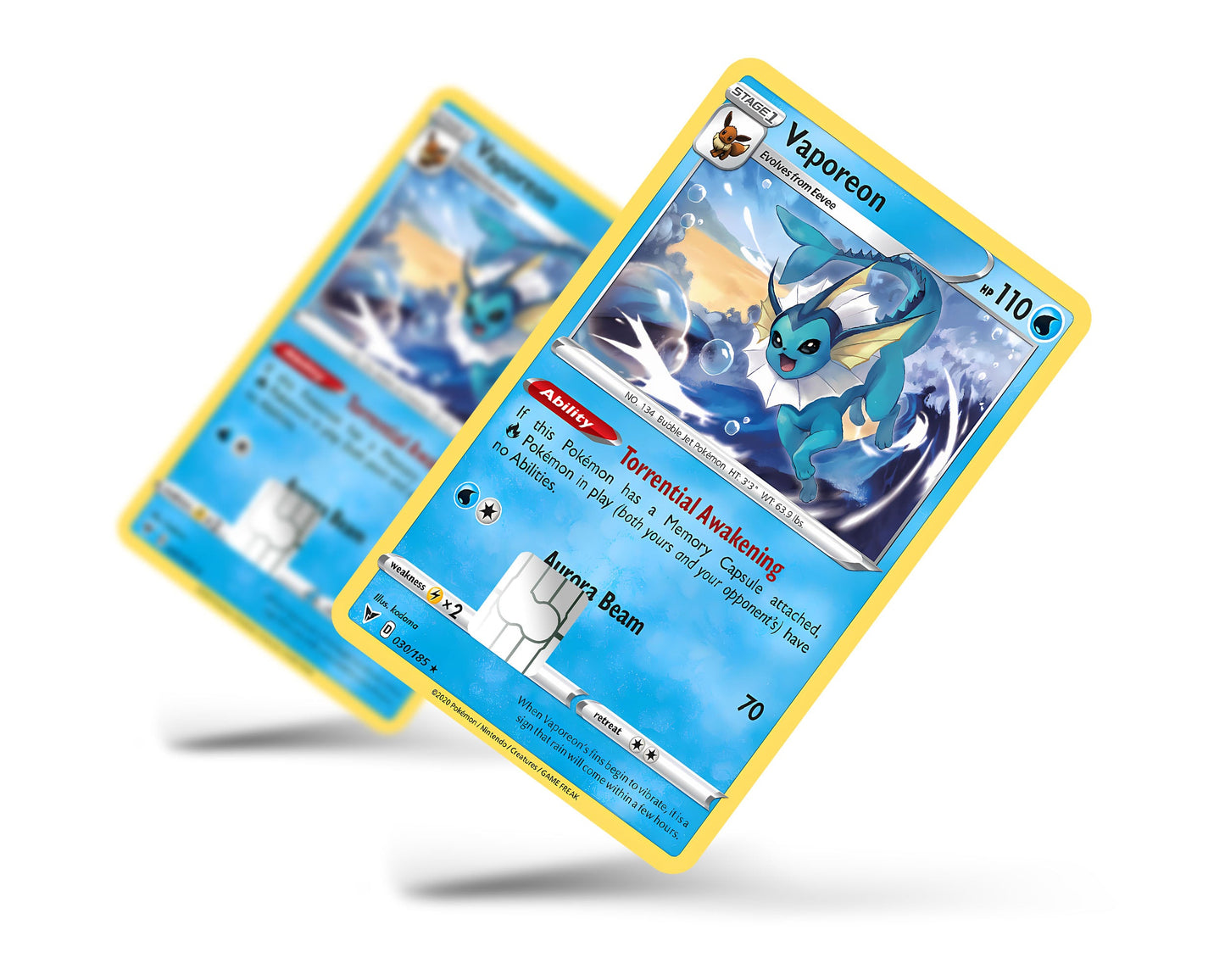 Anime Town Creations Credit Card Cute Vaporeon Pokemon Card Full Skins - Anime Pokemon Credit Card Skin