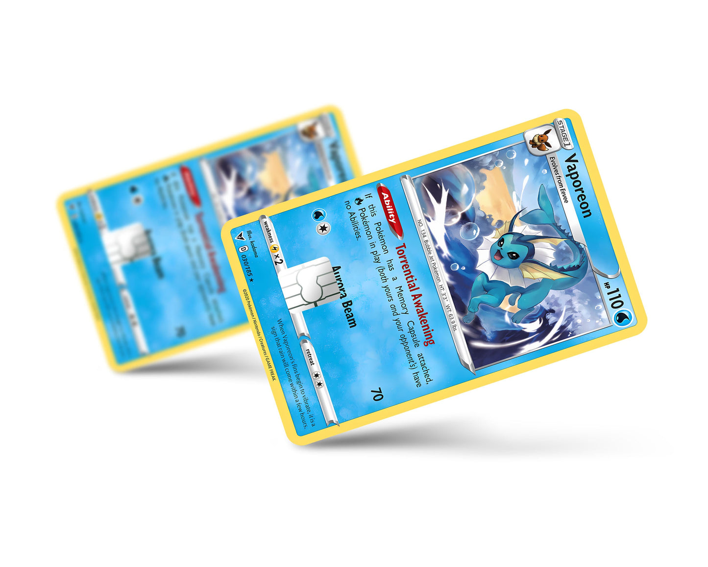 Anime Town Creations Credit Card Cute Vaporeon Pokemon Card Full Skins - Anime Pokemon Credit Card Skin
