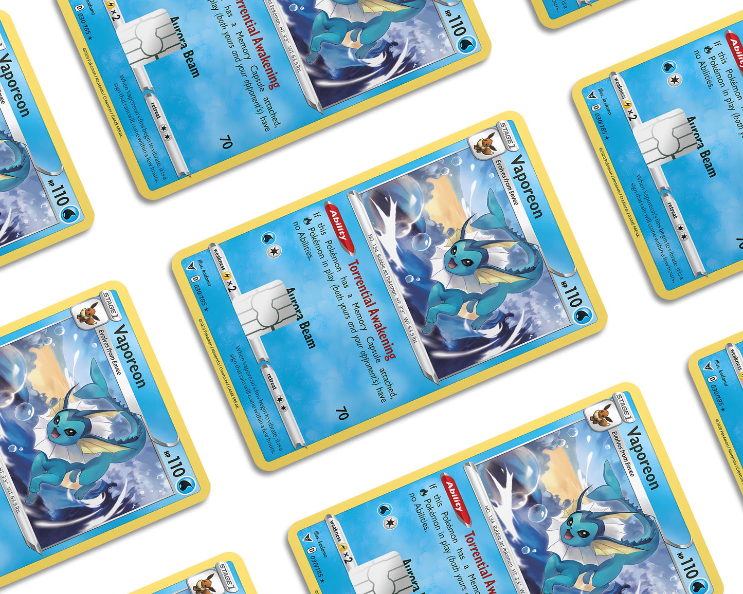 Anime Town Creations Credit Card Cute Vaporeon Pokemon Card Window Skins - Anime Pokemon Credit Card Skin