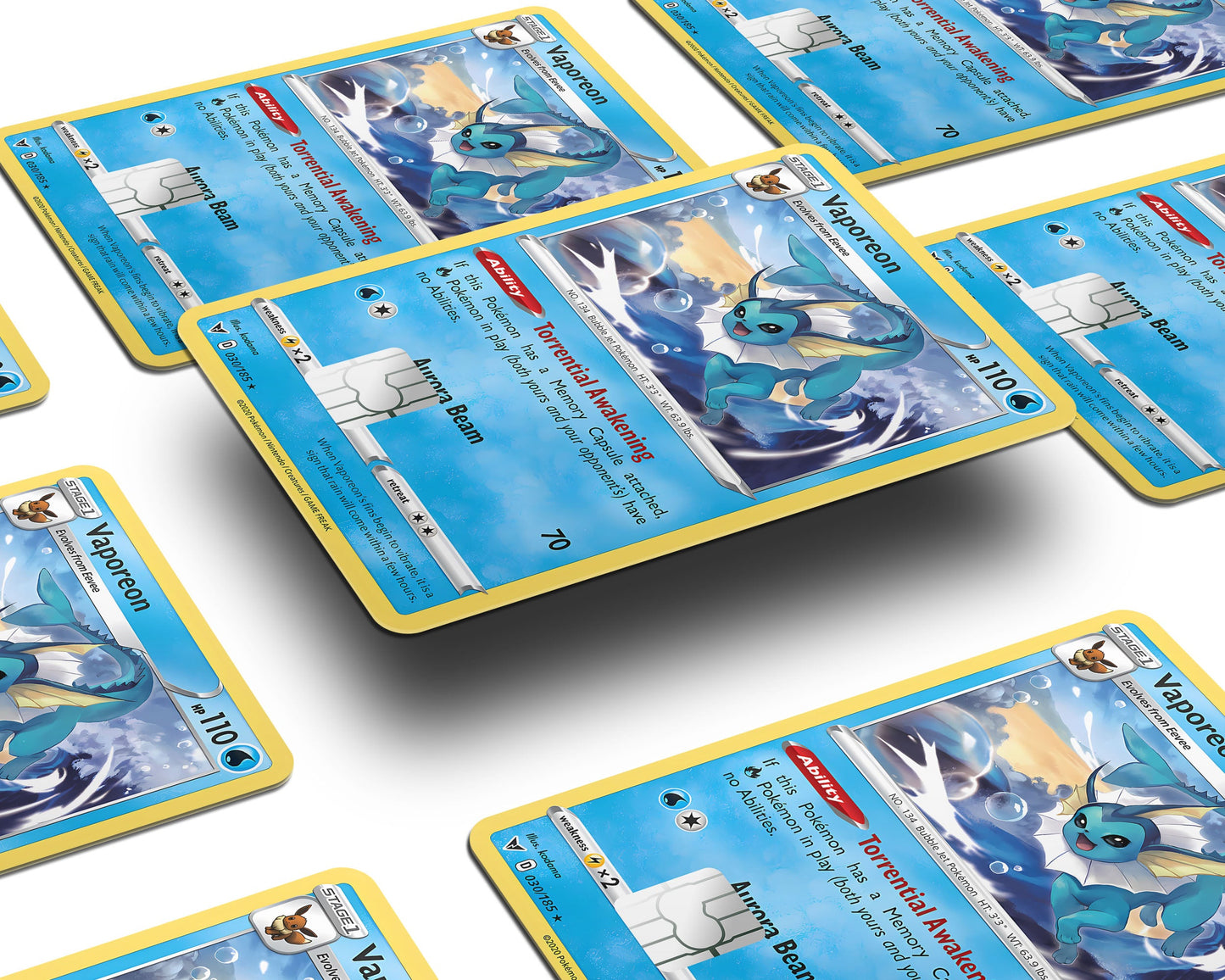 Anime Town Creations Credit Card Cute Vaporeon Pokemon Card Window Skins - Anime Pokemon Credit Card Skin