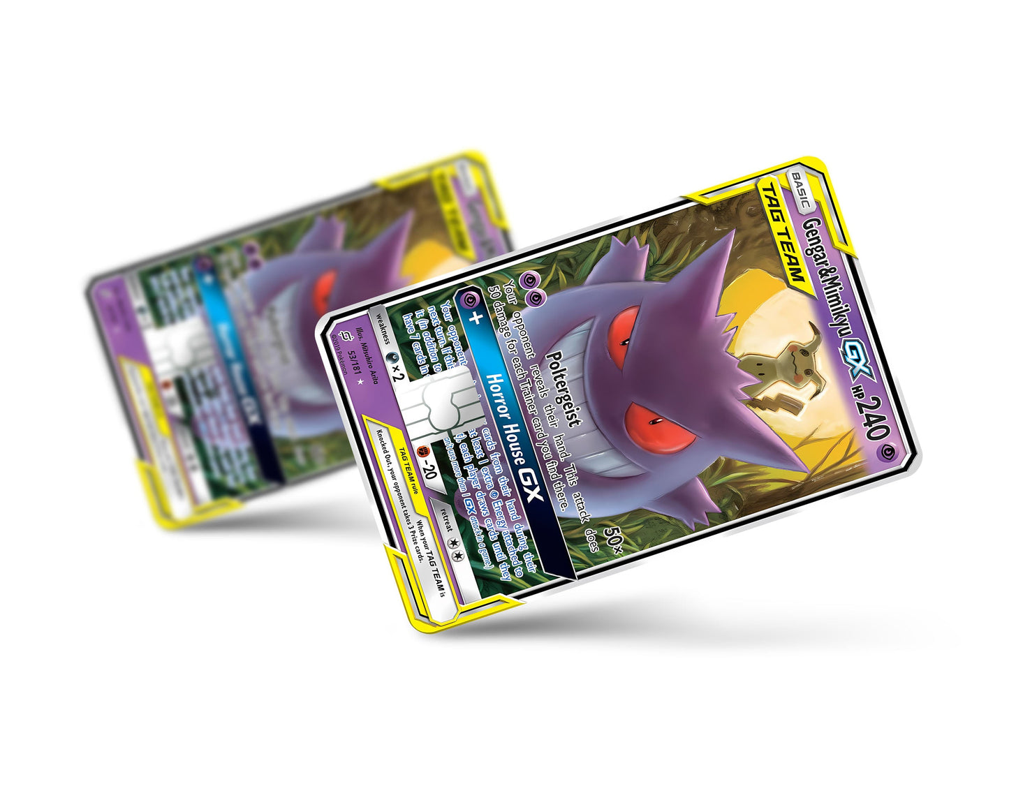 Anime Town Creations Credit Card Tag Cute Gengar & Mimikyu Pokemon Card Full Skins - Anime Pokemon Credit Card Skin