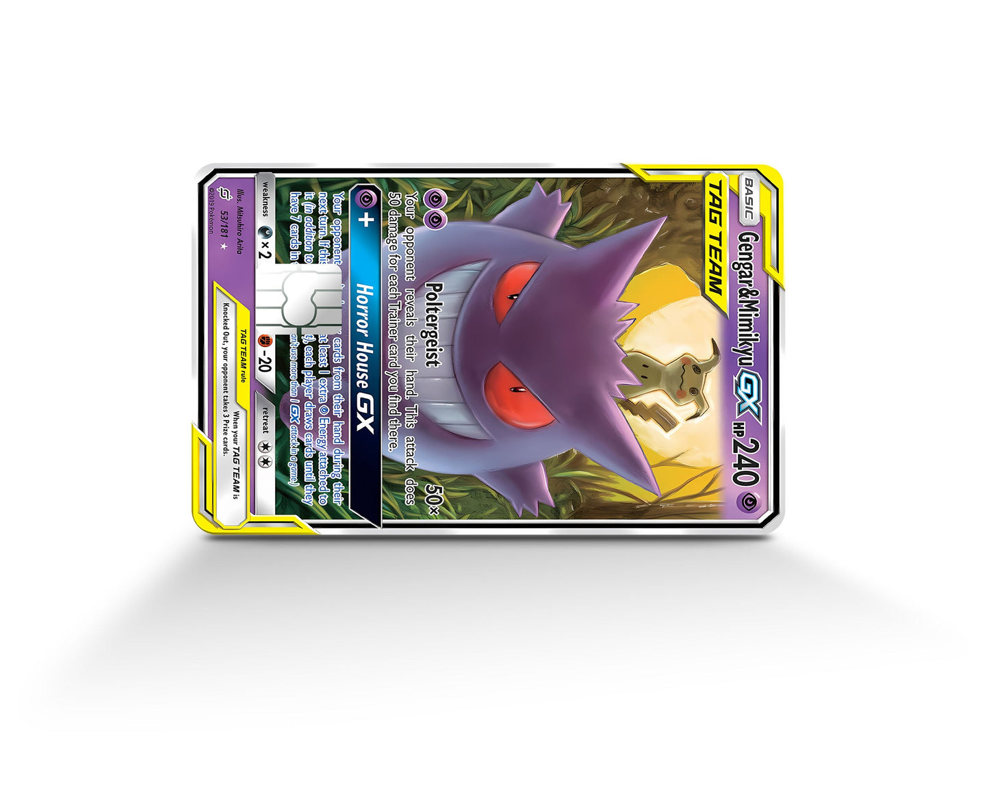 Anime Town Creations Credit Card Tag Cute Gengar & Mimikyu Pokemon Card Full Skins - Anime Pokemon Credit Card Skin