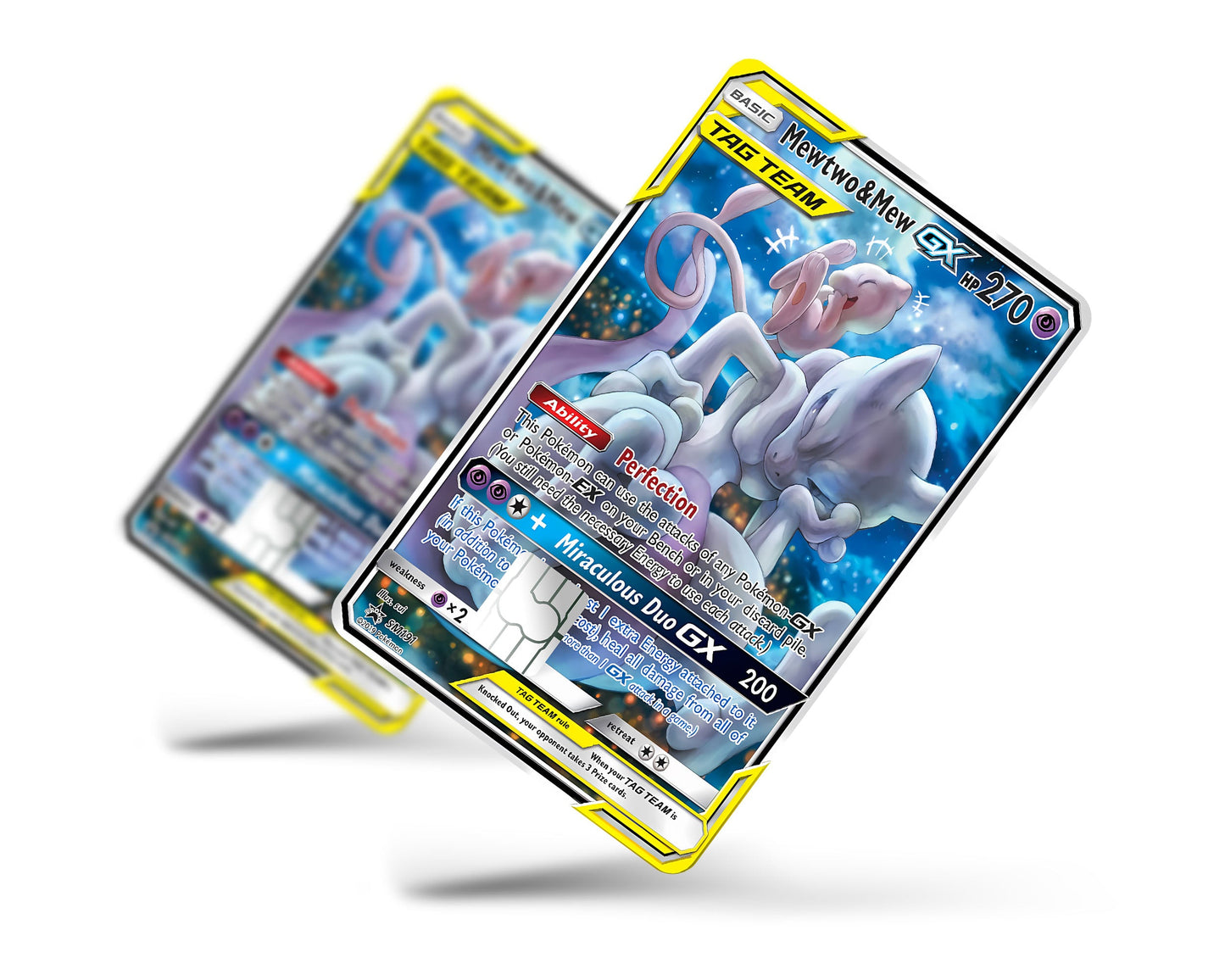 Anime Town Creations Credit Card Tag Cute Mewtwo & Mew Pokemon Card Full Skins - Anime Pokemon Credit Card Skin