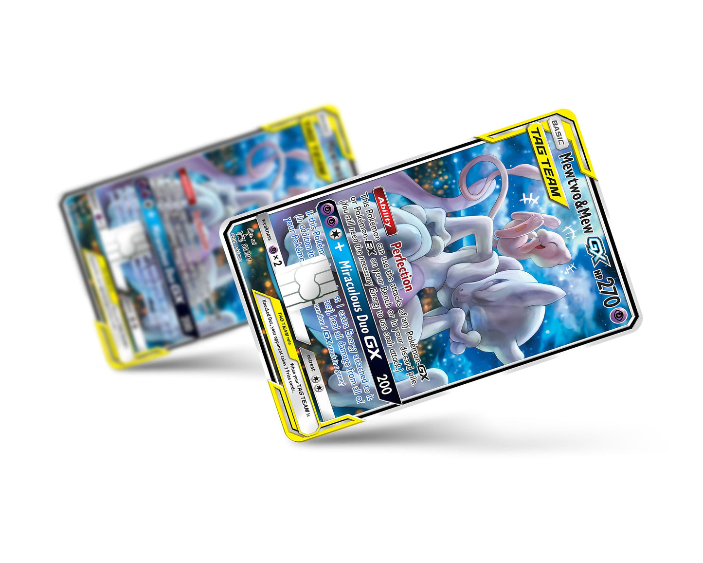 Anime Town Creations Credit Card Tag Cute Mewtwo & Mew Pokemon Card Full Skins - Anime Pokemon Credit Card Skin