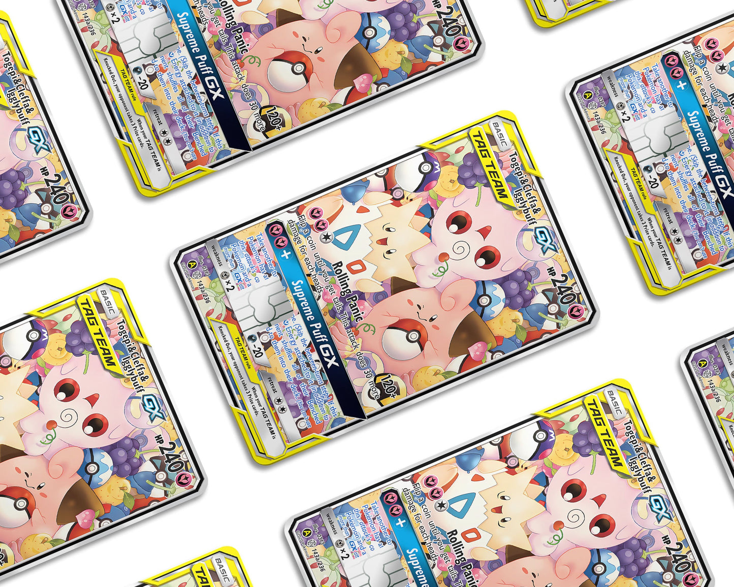 Anime Town Creations Credit Card Tag Cute Togepi Cleffa Igglybuff Pokemon Card Window Skins - Anime Pokemon Credit Card Skin