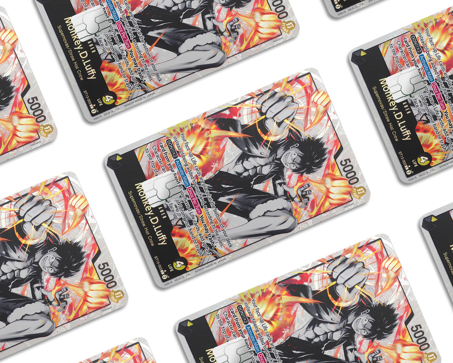Anime Town Creations Credit Card Monkey D Luffy Black Flames One Piece Card Window Skins - Anime One Piece Credit Card Skin