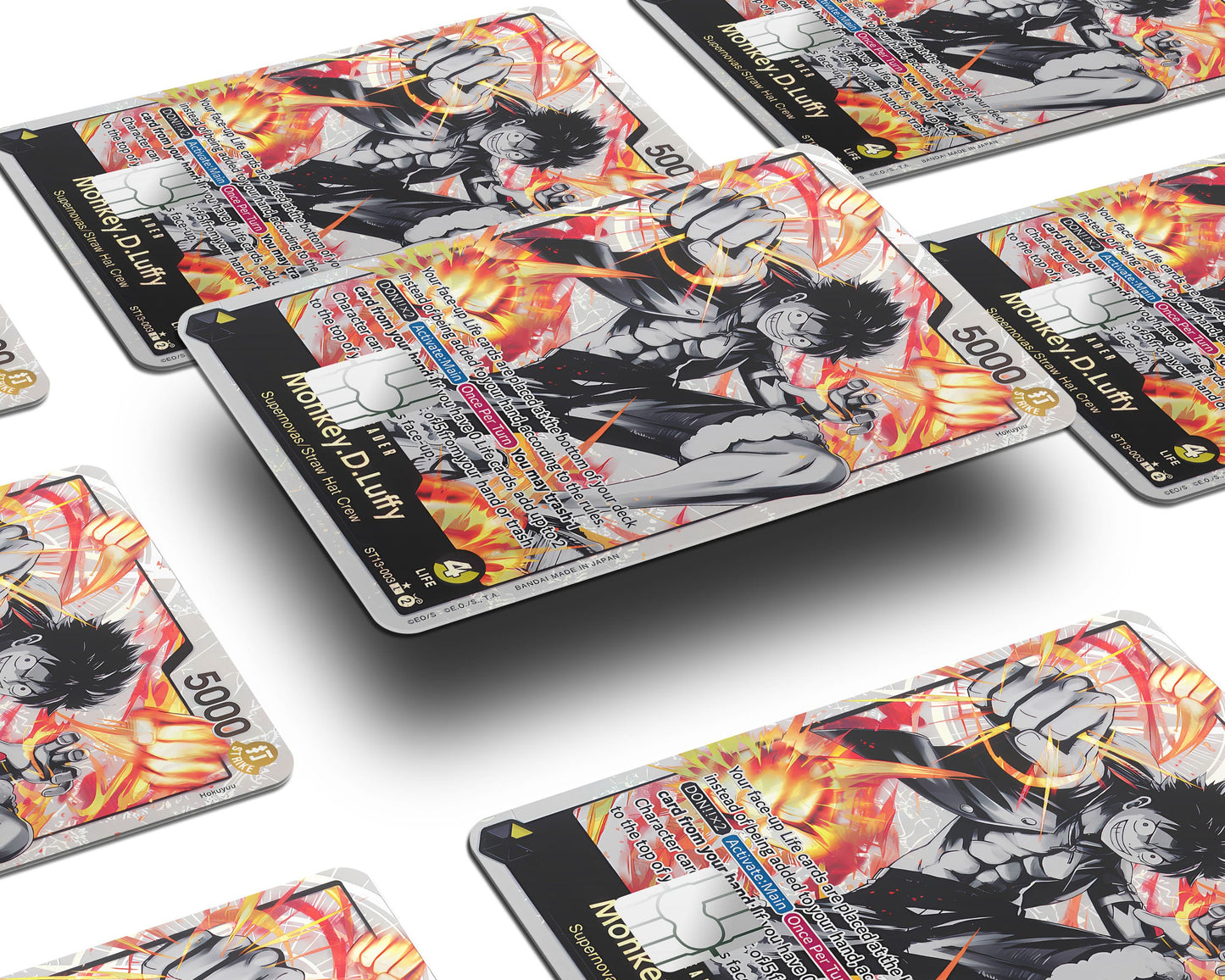 Anime Town Creations Credit Card Monkey D Luffy Black Flames One Piece Card Window Skins - Anime One Piece Credit Card Skin