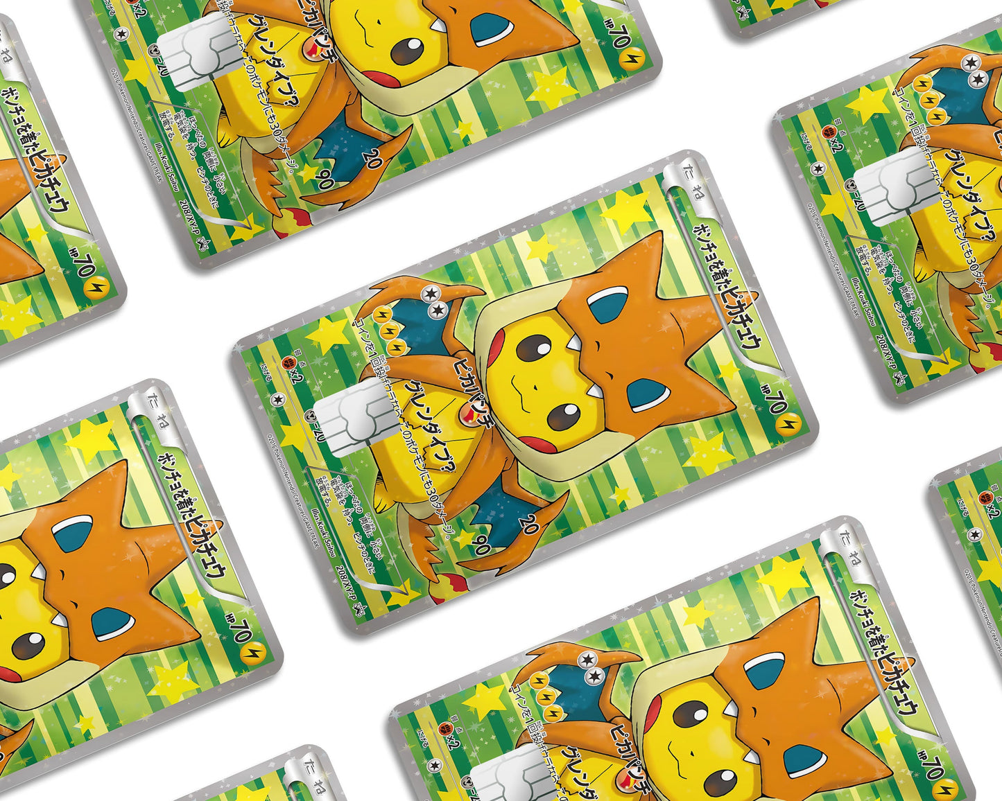 Anime Town Creations Credit Card Poncho Pikachu Mega Charizard Y Cosplay Pokemon Card Window Skins - Anime Pokemon Credit Card Skin