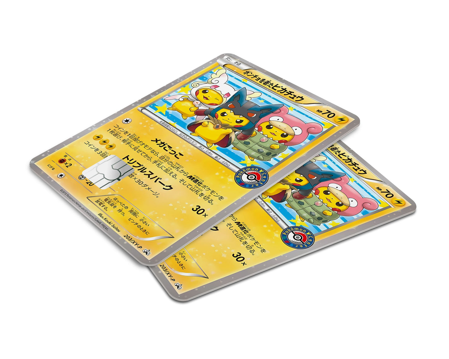 Anime Town Creations Credit Card Poncho Pikachu Mega Cosplay Pokemon Card Window Skins - Anime Pokemon Credit Card Skin