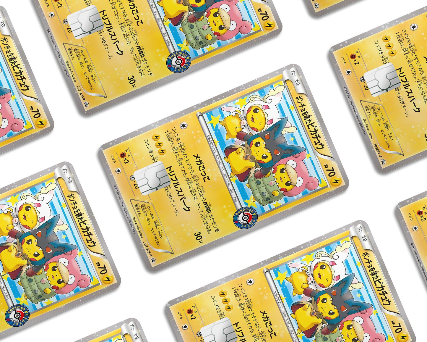 Anime Town Creations Credit Card Poncho Pikachu Mega Cosplay Pokemon Card Window Skins - Anime Pokemon Credit Card Skin
