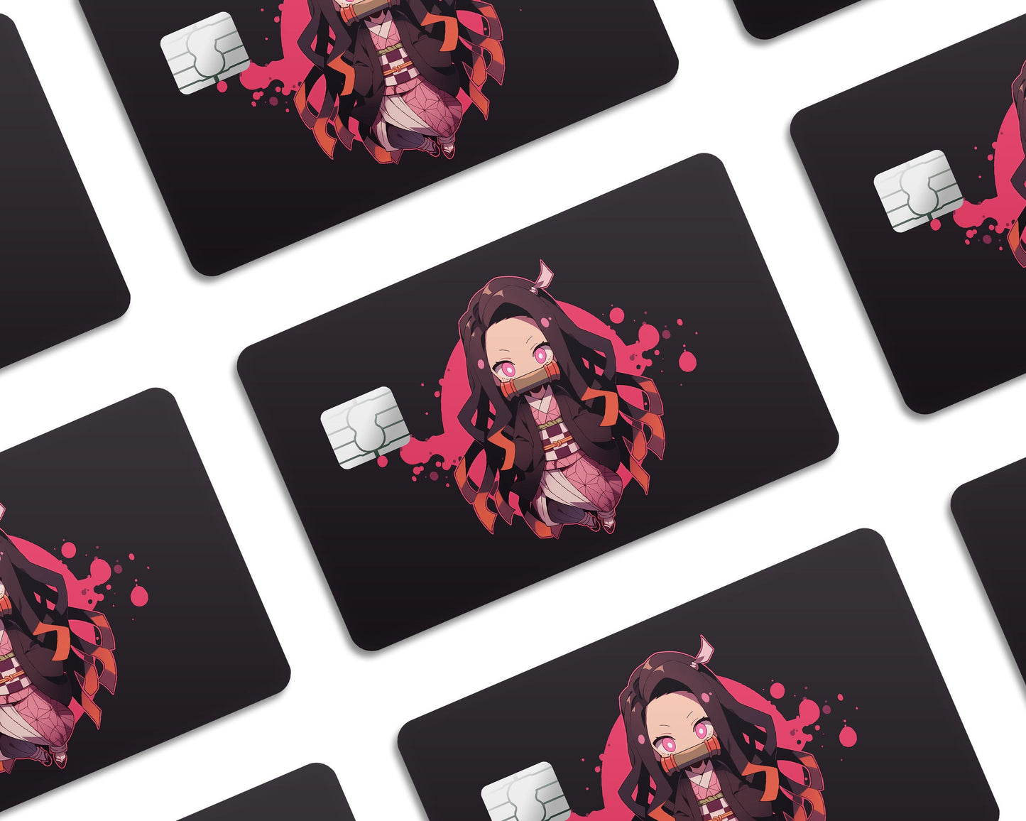 Anime Town Creations Credit Card Demon Slayer Nezuko Kamado Chibi Window Skins - Anime Demon Slayer Credit Card Skin