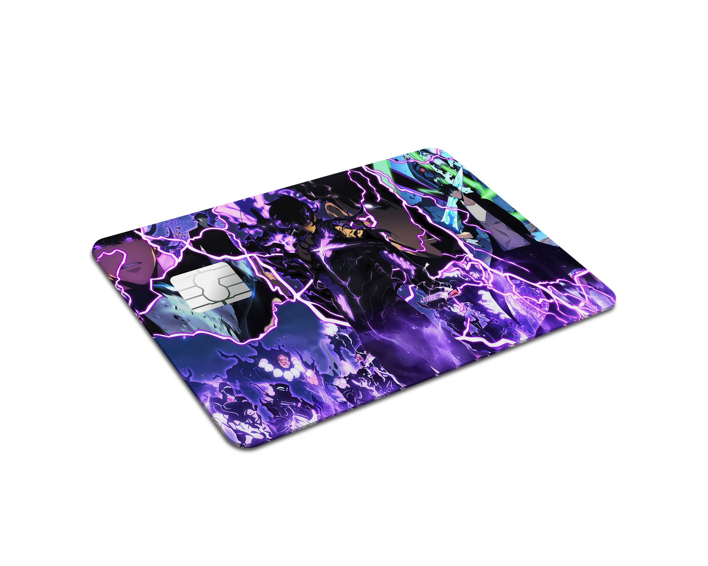 Anime Town Creations Credit Card Solo Leveling Jinwoo Purple Shadows Half Skins - Anime Solo Leveling Credit Card Skin