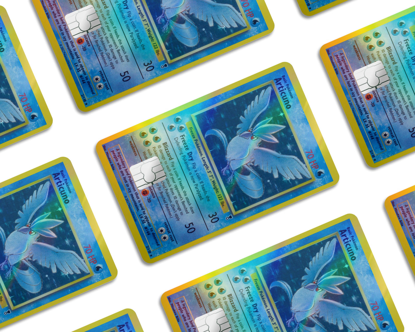 Anime Town Creations Holographic Credit Card Articuno Pokemon Card Window Skins - Anime Pokemon Holographic Credit Card Skin