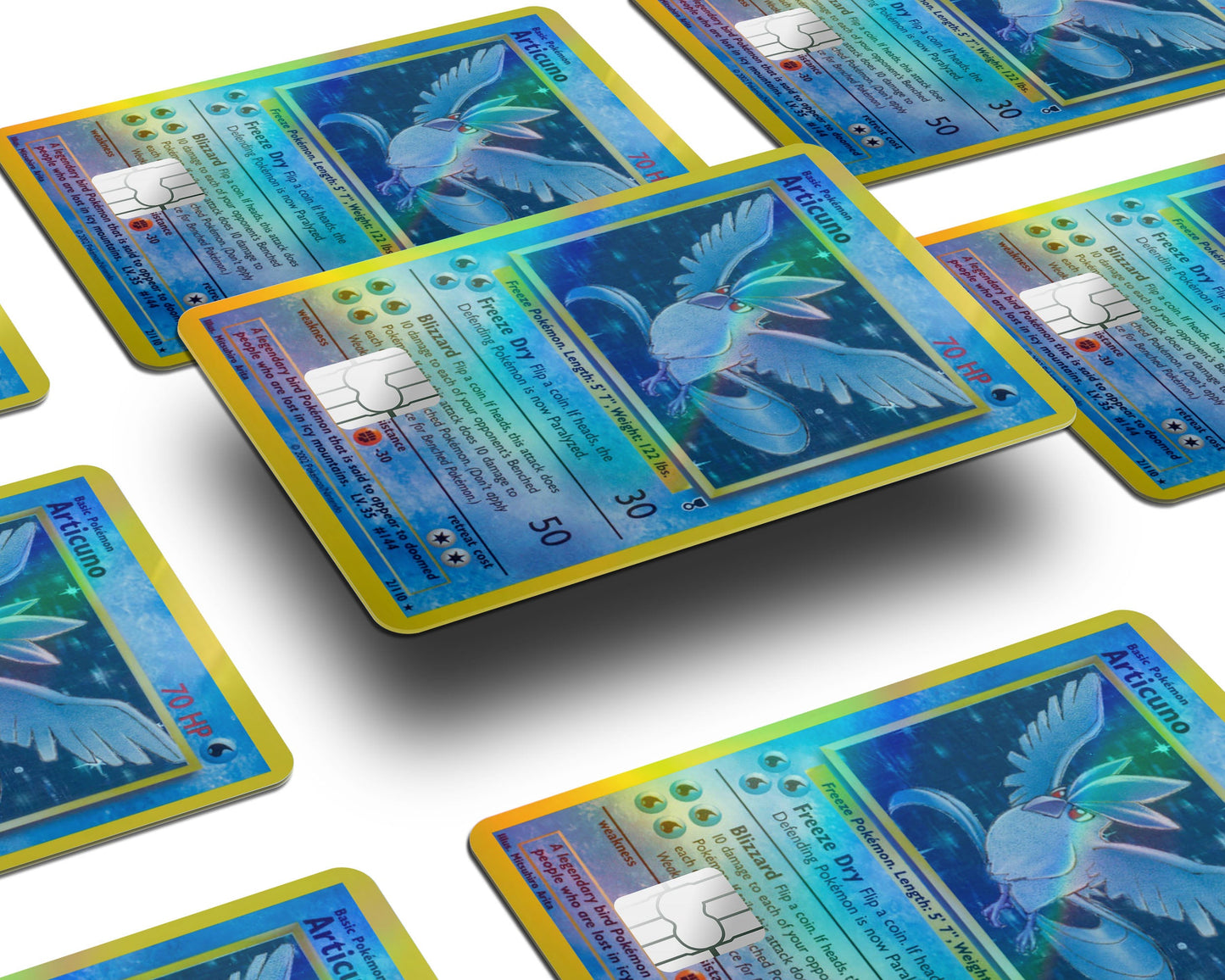 Anime Town Creations Holographic Credit Card Articuno Pokemon Card Window Skins - Anime Pokemon Holographic Credit Card Skin