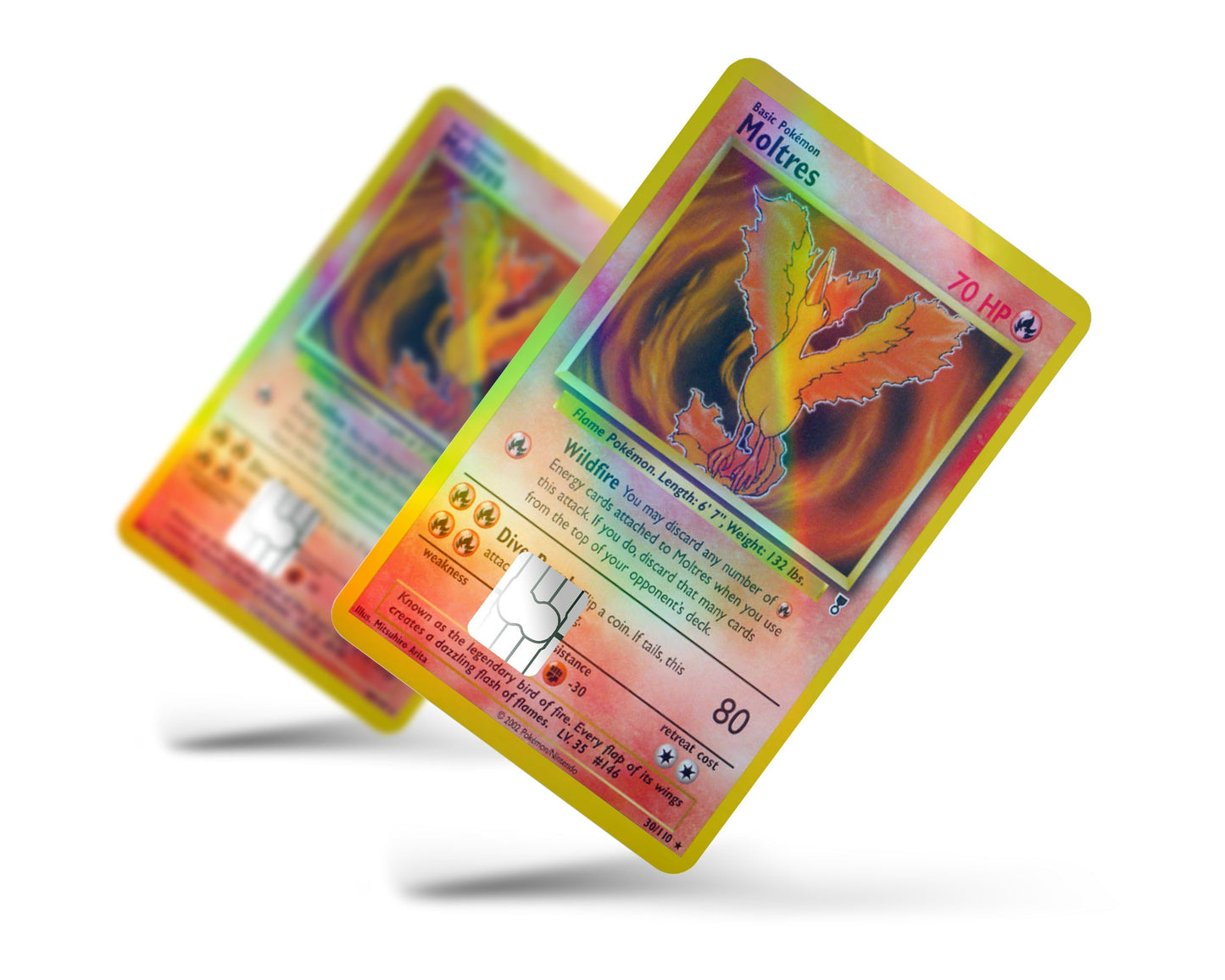 Anime Town Creations Holographic Credit Card Moltres Pokemon Card Full Skins - Anime Pokemon Holographic Credit Card Skin