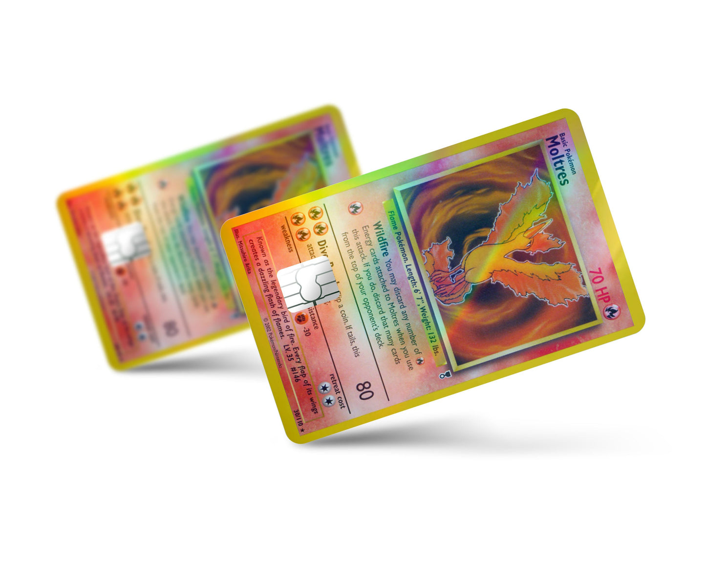 Anime Town Creations Holographic Credit Card Moltres Pokemon Card Full Skins - Anime Pokemon Holographic Credit Card Skin